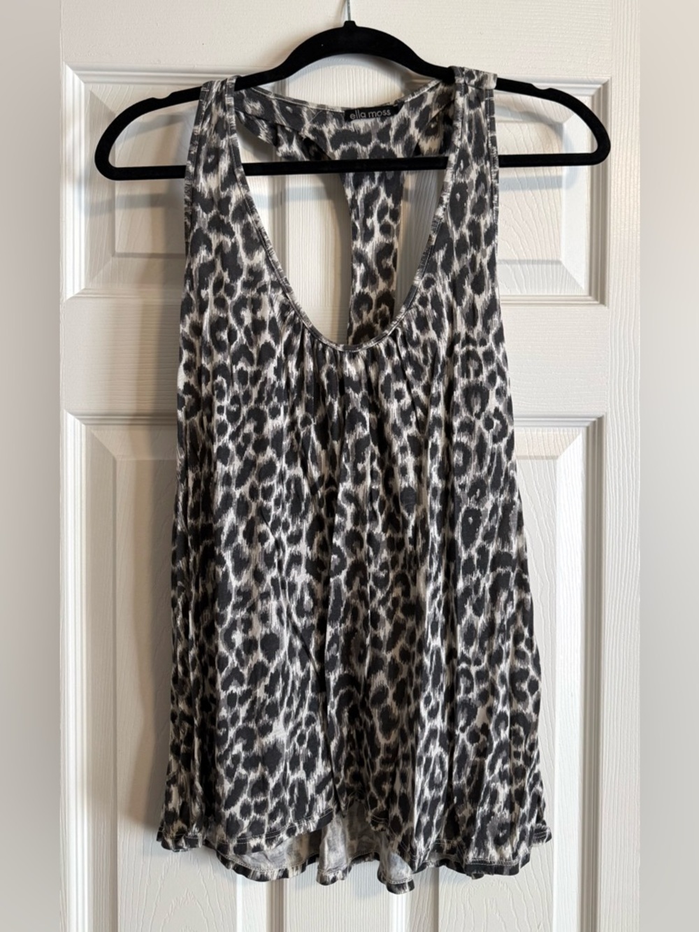 Ella Moss Black and White Leopard Print Tank Top